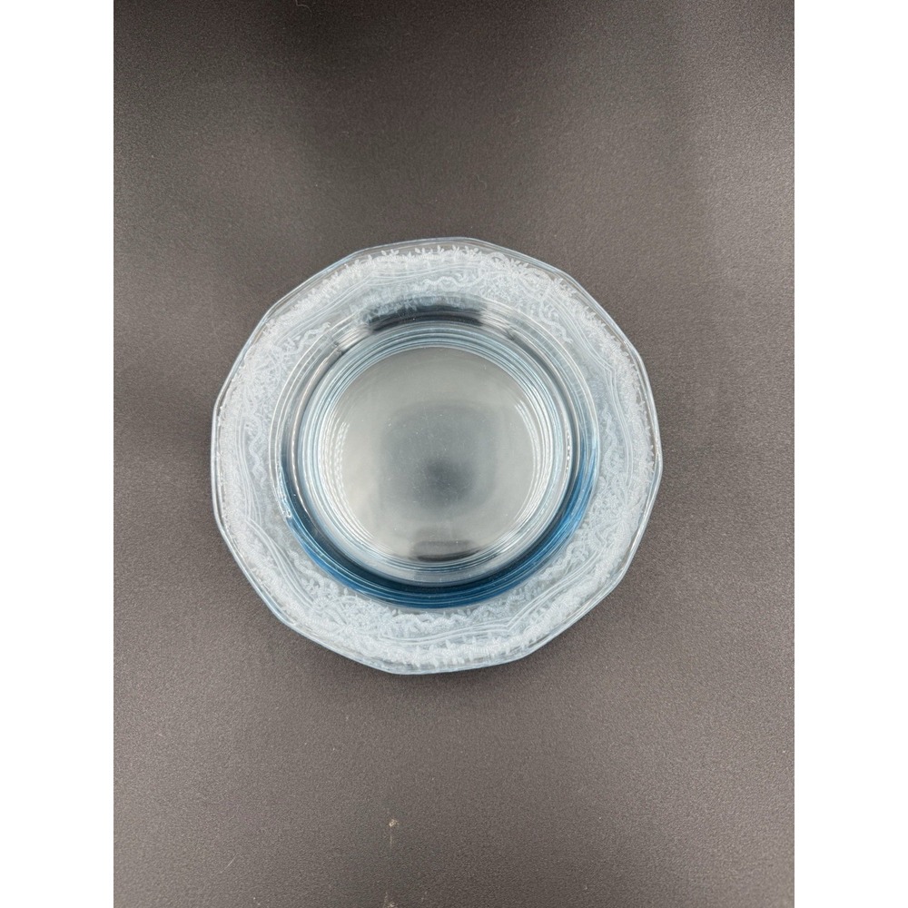 Fostoria JUNE Blue Etched Azure Salad Plate Roses Set Of 6 VTG 7 1/4"